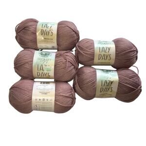 Lion Brand Yarns Let's Get Cozy Lazy Days Woodrose Pink *Lot of 5* Yarn Crochet